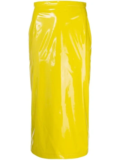 N°21 Nº21 Vinyl Pencil Skirt - Yellow