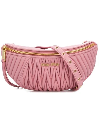 Miu Miu Matelassé Belt Bag In Pink