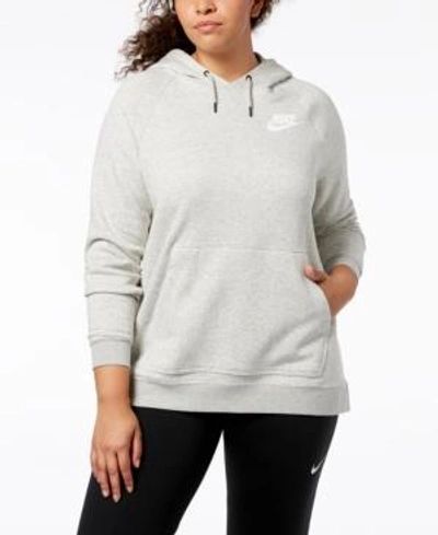 Nike Plus Size Sportswear Rally Fleece Hoodie In Grey Heather White