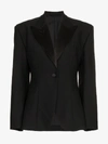 Wright Le Chapelain Silk Lapel Single Breasted Wool Jacket In Black