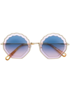 Chloé Shell Shaped Sunglasses In Yellow