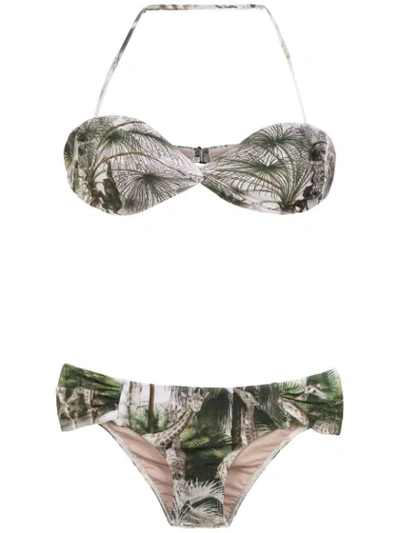 Adriana Degreas Safari Off The Shoulder Bikini Set In Green