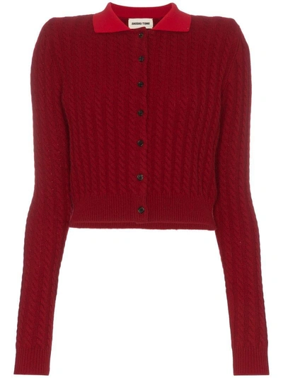 Shushu-tong Cable Knit Cropped Wool Cashmere In Red