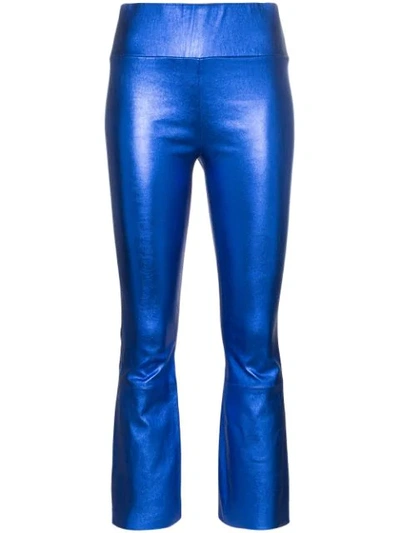 Sprwmn High-waist Flared Leather Trousers - Blue