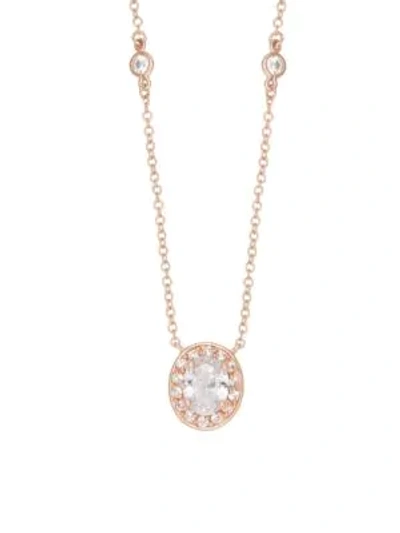Freida Rothman Pavé Oval Solitaire Pendant Necklace In Silver