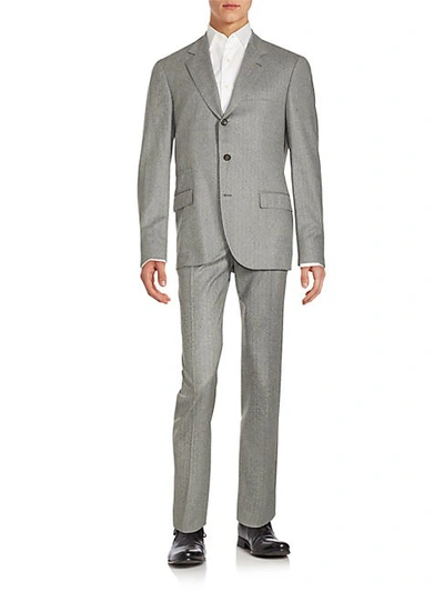 Brunello Cucinelli Striped Wool Suit In Grey