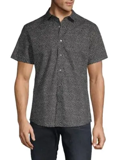 Slate & Stone Dot Print Short-sleeve Button-down Shirt In Black
