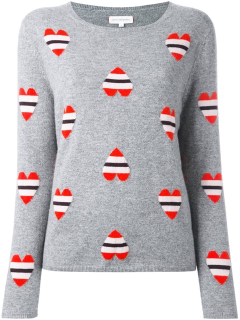 Chinti & Parker Striped Heart Sweater | ModeSens