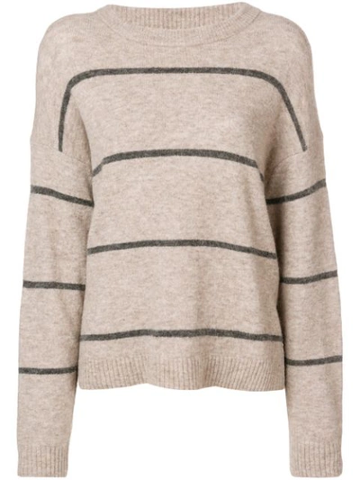 Luisa Cerano Striped Drop Shoulder Sweater - Brown