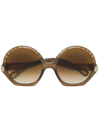 Chloé Oversized Shaped Sunglasses In Brown