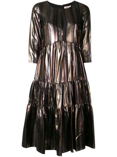 Black Coral Stripe Dress In Metallic