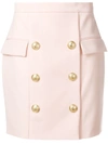 Balmain Button Embellished Mini Skirt - Pink
