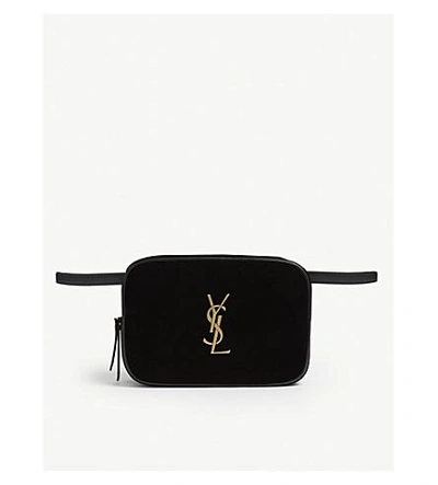 Saint Laurent Monogram Lou Velvet Bum Bag In Black