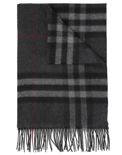 Burberry Giant Icon Scarf In Charcoal Check