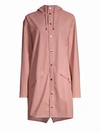 Rains Long Hooded Raincoat In Rose