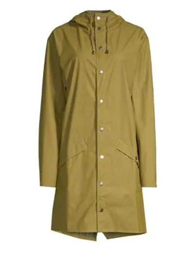 Rains Women's Long Hooded Raincoat In Sage