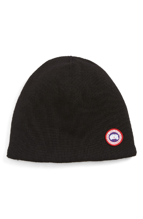 Canada Goose Men's Standard Logo Toque Winter Beanie Hat In Black