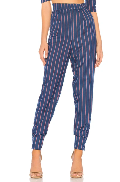 Lpa Cuff Snap Pant In Blue. In Navy Coral Stripe