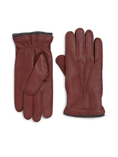 Saks Fifth Avenue Deerskin Leather Gloves In Green