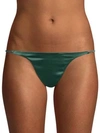 Fleur Du Mal Luxe Thong In Evergreen