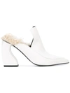 Marques' Almeida Leather Mules With Shearling In White