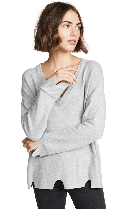 Lna Brushed Bitten Sweater In Heather Grey