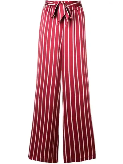 Asceno Striped Wide-leg Silk Pajama Pants In Red