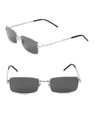 Saint Laurent 56mm Rectangle Sunglasses In Silver