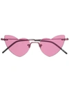 Saint Laurent 50mm Rimless Heart Shaped Sunglasses - Pink/ Pink Flash In Pink/pink