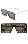 Gucci 60mm Mask Rectangular Sunglasses - Black/ Swarovski W/ Solid Grey