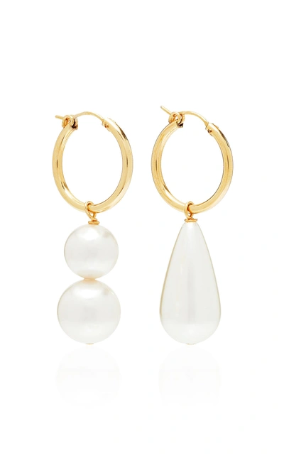 Beck Jewels Arcilla Mismatched Simulated Pearl Drop Earrings In Gold