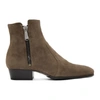 Balmain Anthos Beige Suede Combat Boots In Taupe