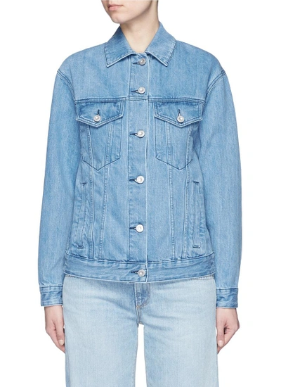 Etre Cecile 'venice Peaches' Oversized Patch Denim Jacket In Lt Llue