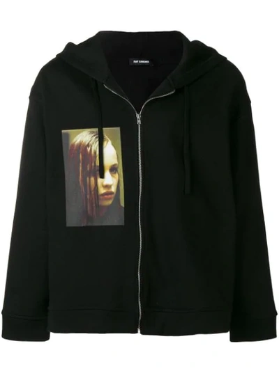 Raf Simons Christiane F. Wet Hair Cotton Hoodie In Nero