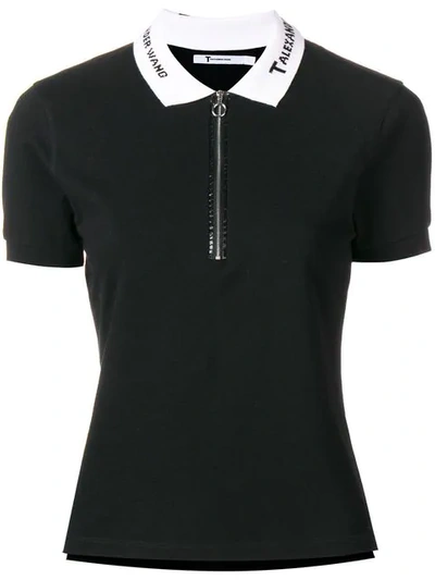 Alexander Wang T Embroidered Collar Polo Shirt In Black