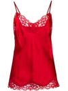 Gold Hawk Floral Lace Trim Cami Top In Red