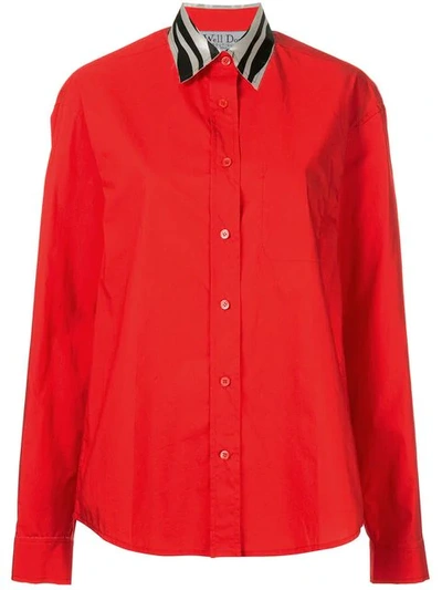 We11 Done Contrast Collar Shirt In Red