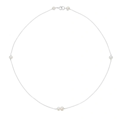 Lily & Roo Sterling Silver Six Pearl Choker Necklace