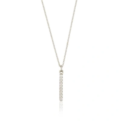 Lily & Roo Sterling Silver Diamond Style Bar Drop Necklace