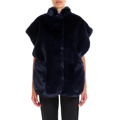 Burberry Faux Fur Cape In Blue | ModeSens