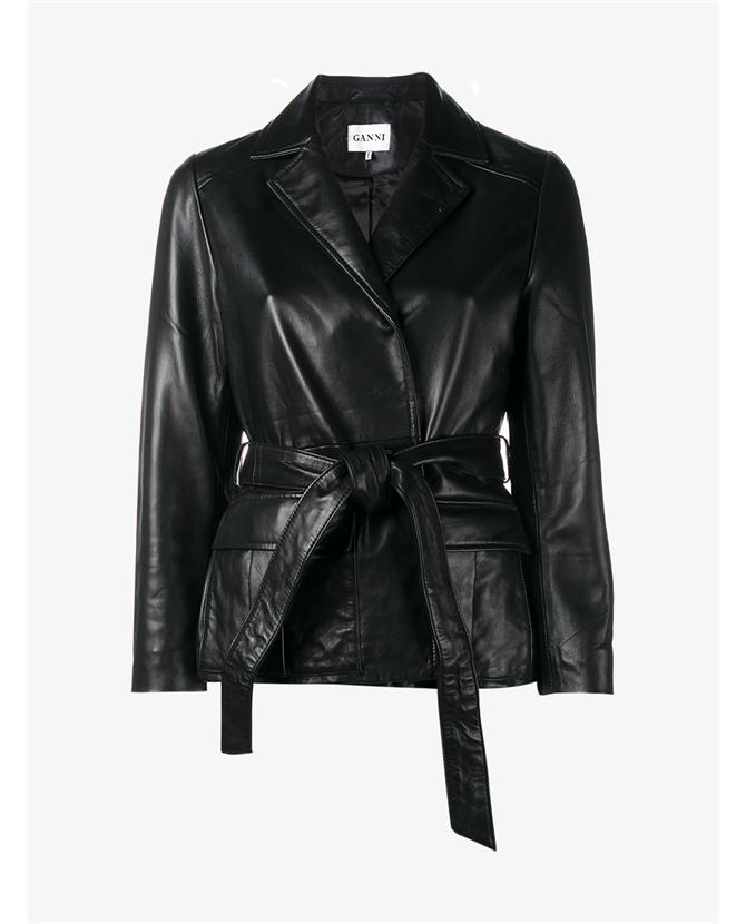 Ganni Passion Wrap Leather Jacket | ModeSens