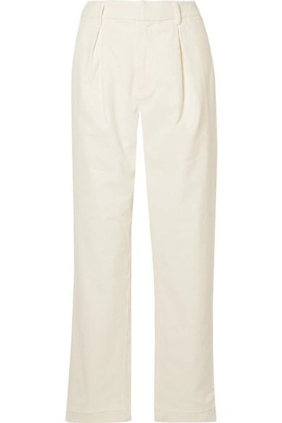 Ganni Cotton-blend Corduroy Wide-leg Pants In Cream