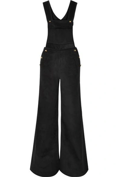 Anna Mason Annie Studded Cotton-corduroy Jumpsuit In Black