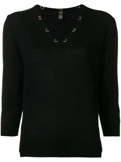 Cavalli Class V-neck Jumper In Black