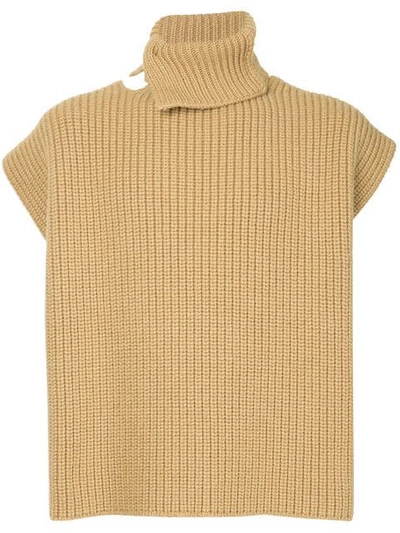 Raf Simons Knitted Vest In Brown