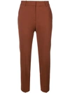 Theory Creased Cropped Trousers In Brown