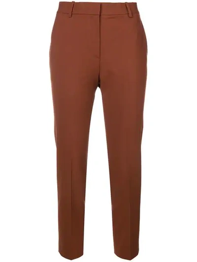 Theory Creased Cropped Trousers In Brown