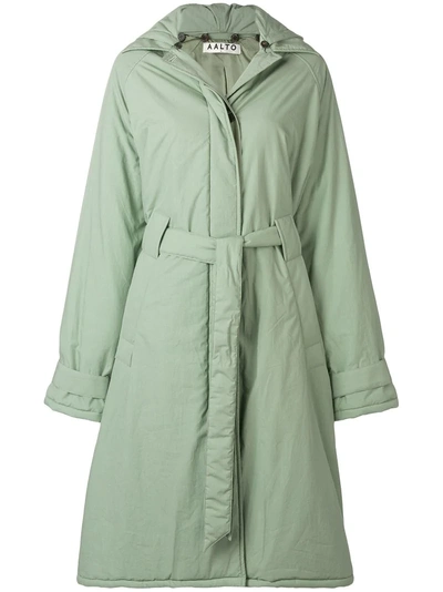 Aalto Long Padded Coat In Green