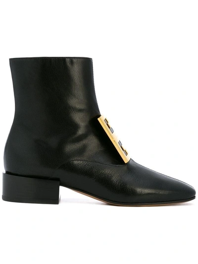 Givenchy Black 4g Low Heel Leather Ankle Boots