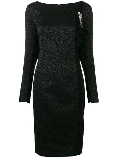 Cavalli Class Longsleeved Animal Print Dress In Black